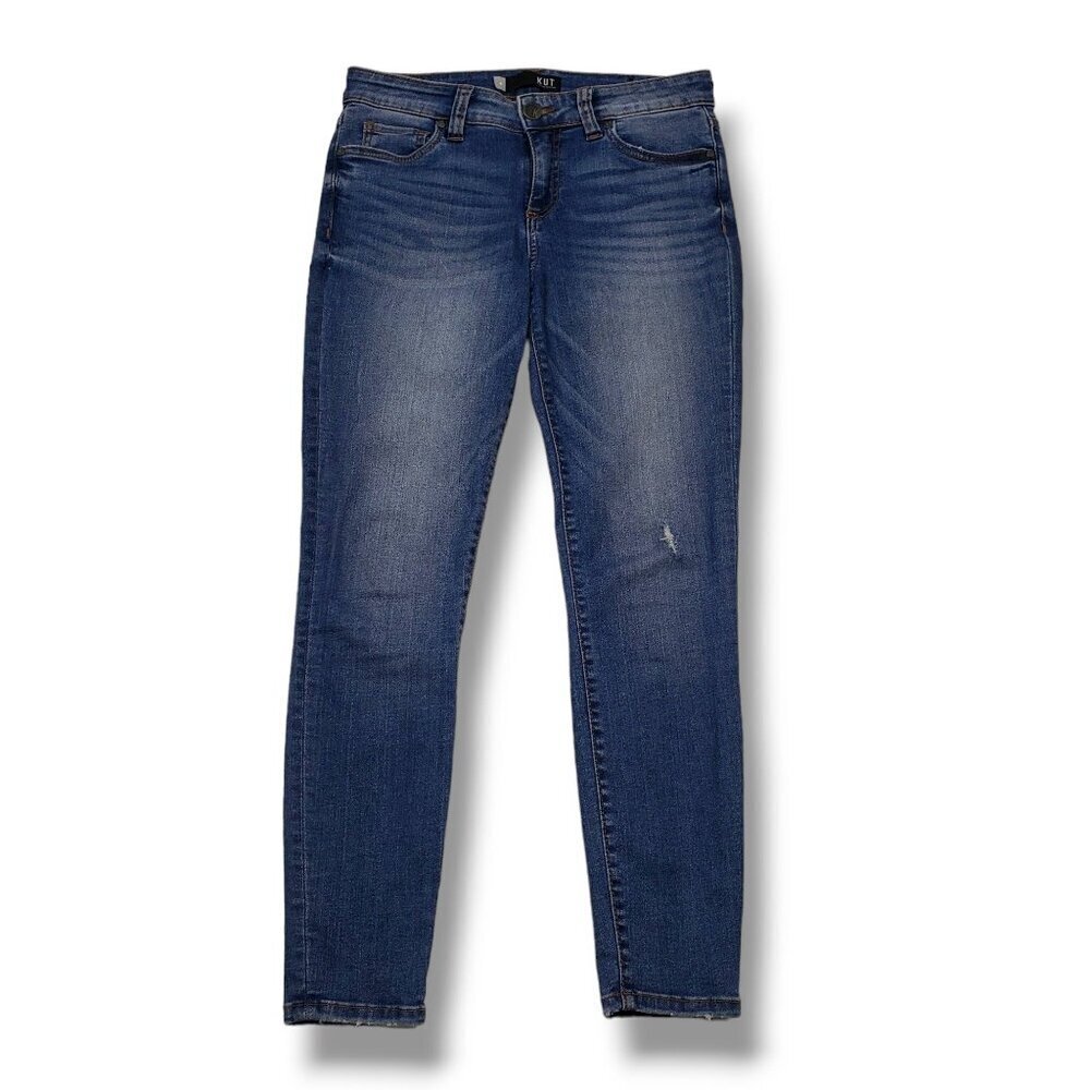 Kut from the Kloth Connie Ankle Skinny Jeans Womens 4 Distressed Mid Rise